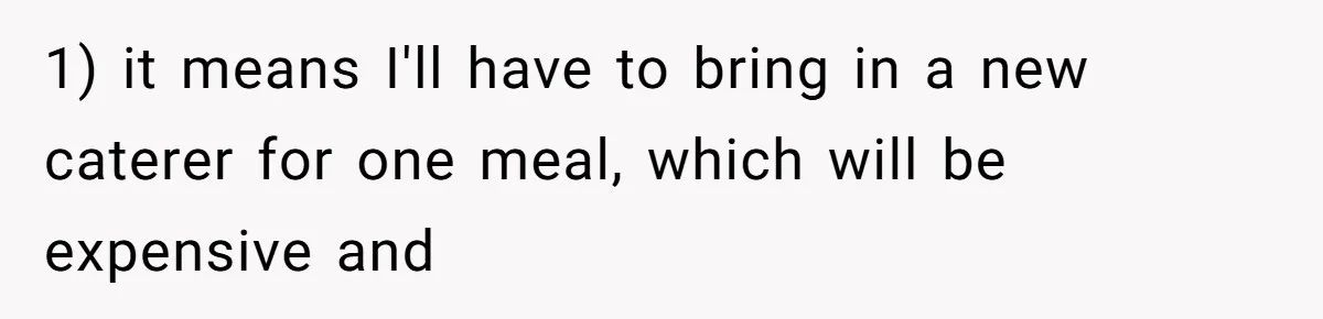 Bride Refuses To Serve Meat At Wedding, Tells Meat-Loving Uncle To Bring McDonald’s If He Can’t Cope 1) it means I'll have to bring in a new caterer for one meal, which will be expensive and