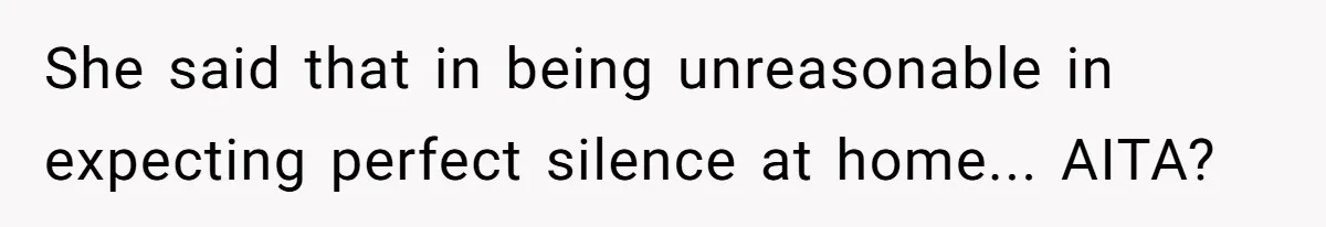 She said that in being unreasonable in expecting perfect silence at home... AITA?