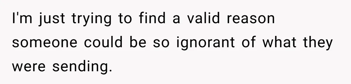 I'm just trying to find a valid reason someone could be so ignorant of what they were sending.