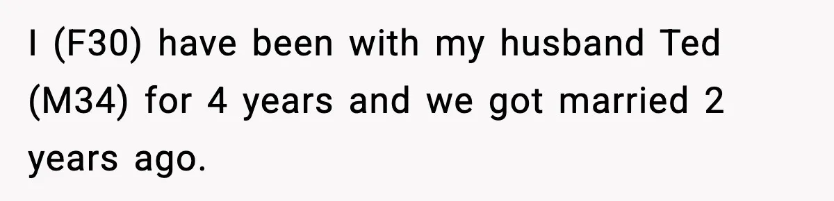 Husband Spends Christmas With Family Who Excluded His Wife, Blames Her For Not Packing His Bags I (F30) have been with my husband Ted (M34) for 4 years and we got married 2 years ago.