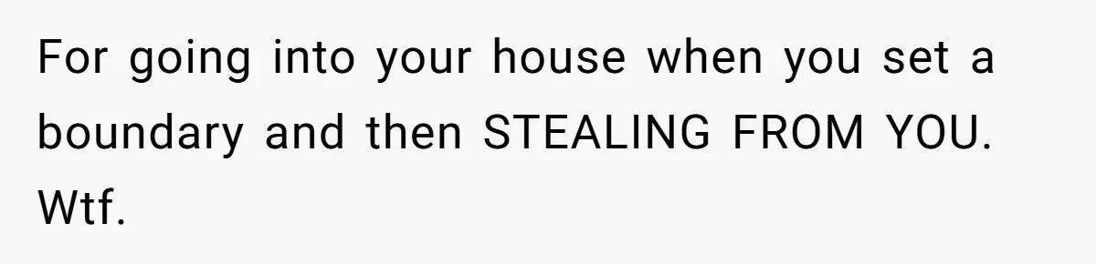 For going into your house when you set a boundary and then STEALING FROM YOU. Wtf.