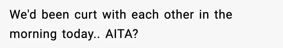We'd been curt with each other in the morning today.. AITA?