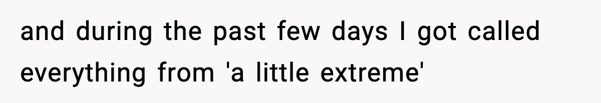 and during the past few days I got called everything from 'a little extreme'