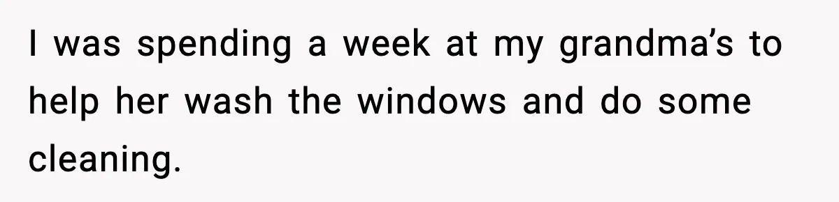 I was spending a week at my grandma’s to help her wash the windows and do some cleaning.