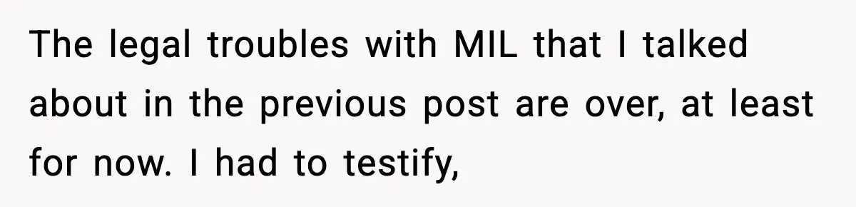 The legal troubles with MIL that I talked about in the previous post are over, at least for now. I had to testify,