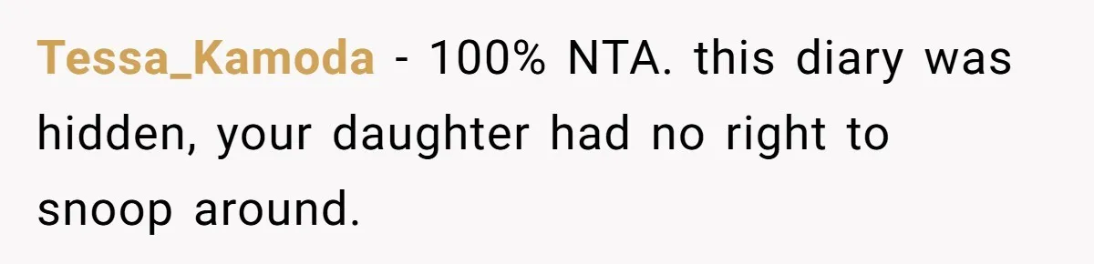 Daughter Posted Stepmom’s Therapy Journal Online, Family Imploded Tessa_Kamoda − 100% NTA. this diary was hidden, your daughter had no right to snoop around.