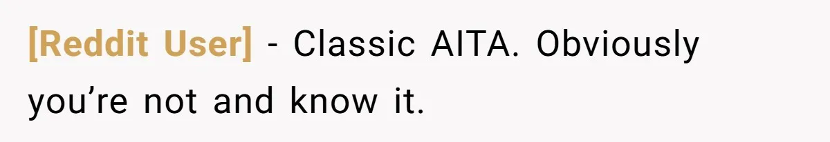 [Reddit User] − Classic AITA. Obviously you’re not and know it.