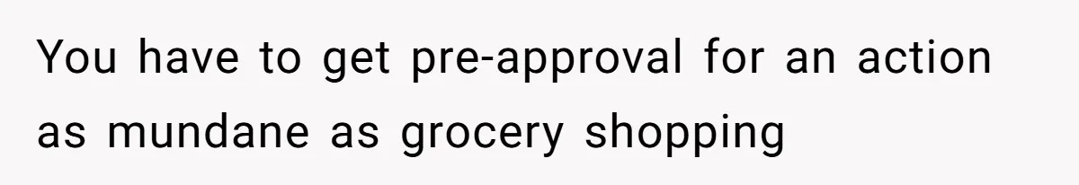 You have to get pre-approval for an action as mundane as grocery shopping