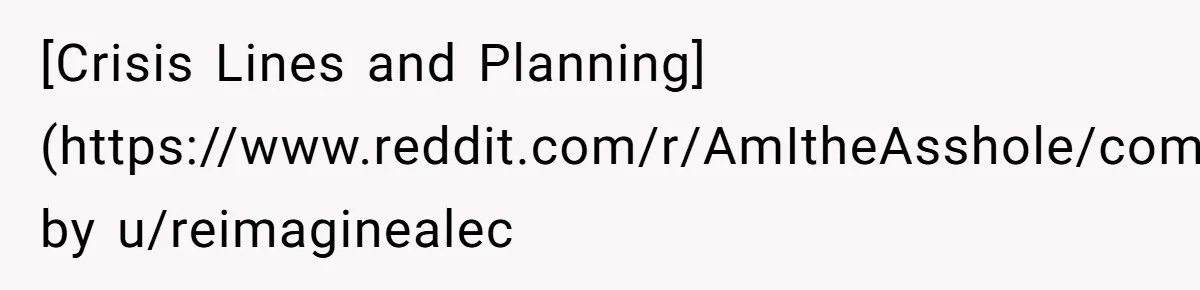 [Crisis Lines and Planning](https://www.reddit.com/r/AmItheAsshole/comments/ugnfbn/z/i70wi4c) by u/reimaginealec