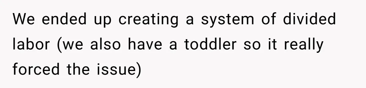 Woman Leaves Massive Kitchen Mess After Cooking To Prove A Point When Husband Refuses To Clean As He Goes We ended up creating a system of divided labor (we also have a toddler so it really forced the issue)
