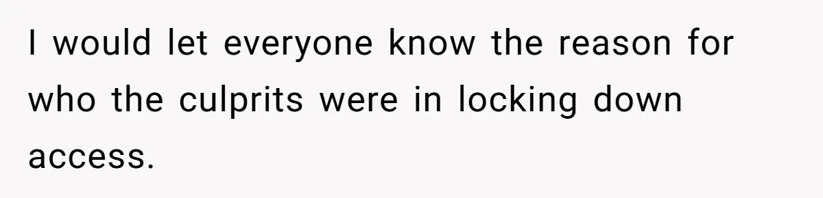 I would let everyone know the reason for who the culprits were in locking down access.