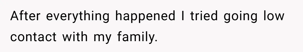 After everything happened I tried going low contact with my family.