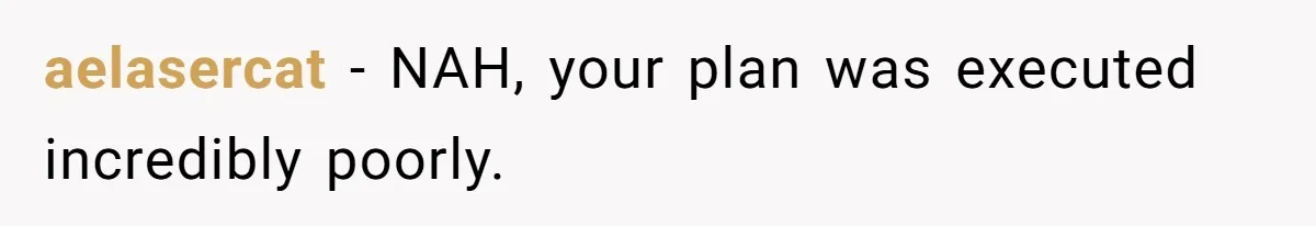 aelasercat − NAH, your plan was executed incredibly poorly.
