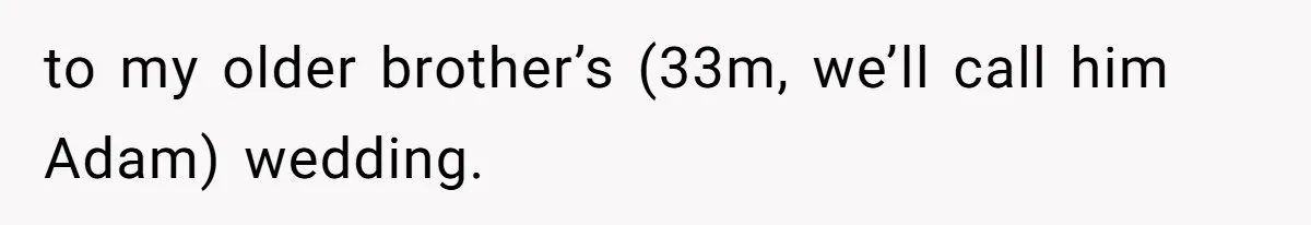 to my older brother’s (33m, we’ll call him Adam) wedding.
