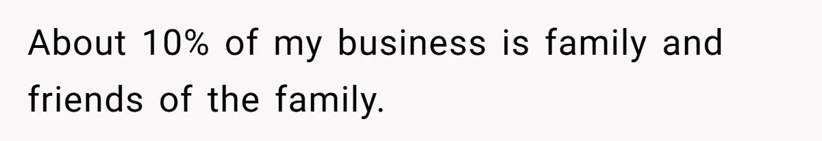About 10% of my business is family and friends of the family.