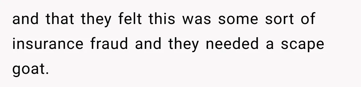 and that they felt this was some sort of insurance fraud and they needed a scape goat.