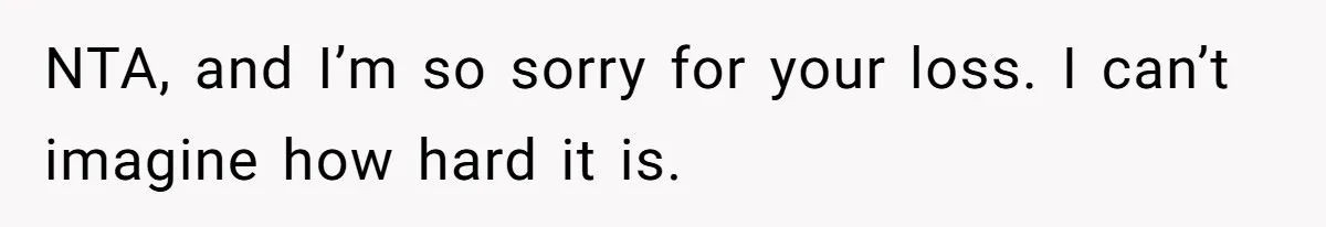 NTA, and I’m so sorry for your loss. I can’t imagine how hard it is.