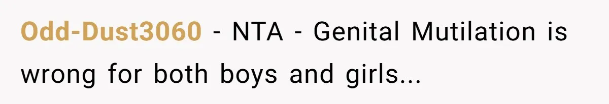 Dad Stands His Ground and Protects His Son’s Body Autonomy During a Tough Discussion Odd-Dust3060 − NTA - Genital Mutilation is wrong for both boys and girls...