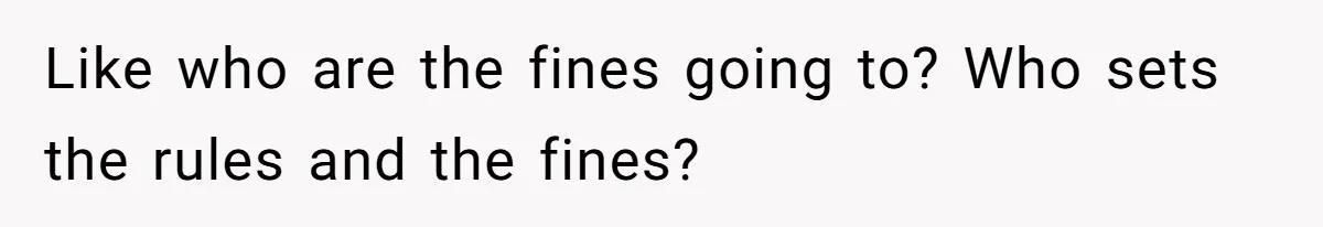 Like who are the fines going to? Who sets the rules and the fines?