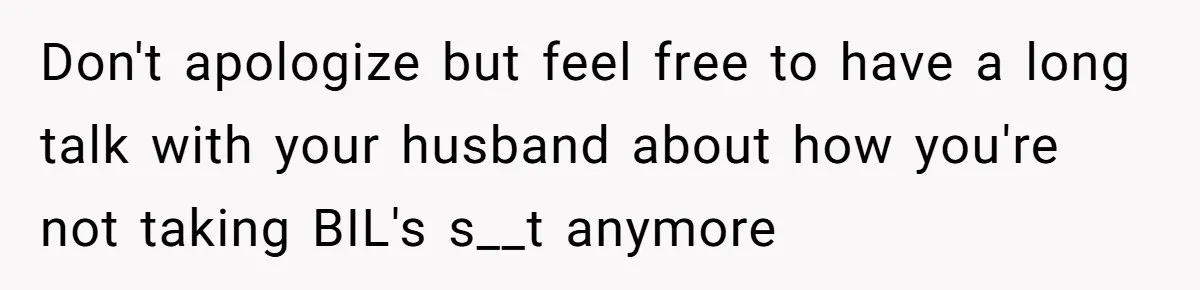Don't apologize but feel free to have a long talk with your husband about how you're not taking BIL's s__t anymore