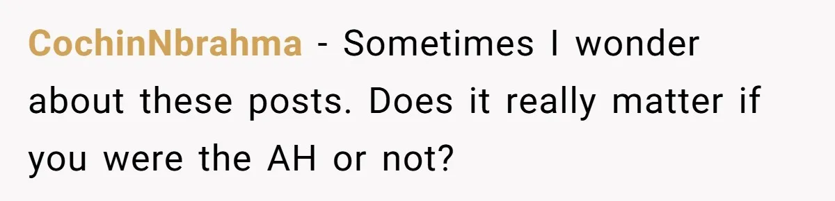 CochinNbrahma − Sometimes I wonder about these posts. Does it really matter if you were the AH or not?