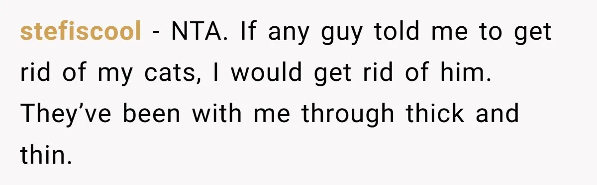 Man Tells Girlfriend To Sell Or Kill Her Horse To Prove She Loves Him stefiscool − NTA. If any guy told me to get rid of my cats, I would get rid of him. They’ve been with me through thick and thin.