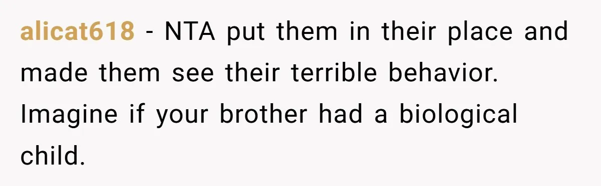 Woman Watched Her Parents Turn Cold Toward Their Adopted Granddaughter After Demanding A Biological Grandson alicat618 − NTA put them in their place and made them see their terrible behavior. Imagine if your brother had a biological child.