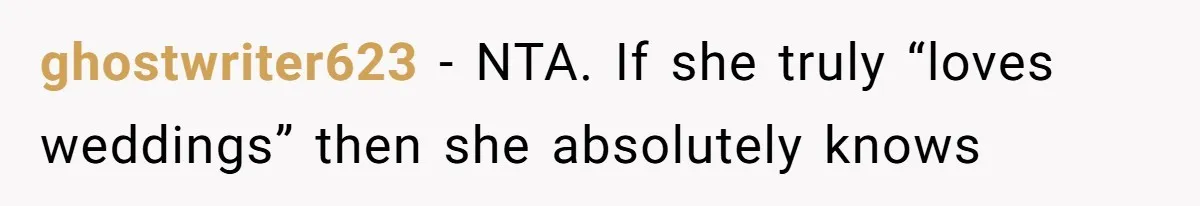 Man Asks Girlfriend To Change Off-White Dress For Wedding, Gets Accused Of Being Controlling ghostwriter623 − NTA. If she truly “loves weddings” then she absolutely knows