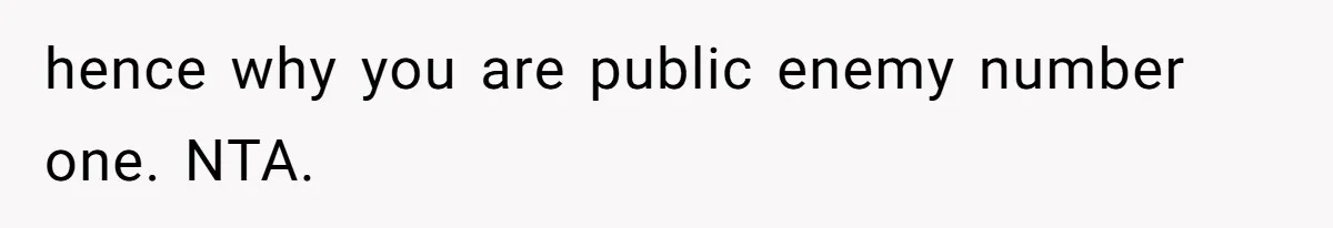 hence why you are public enemy number one. NTA.