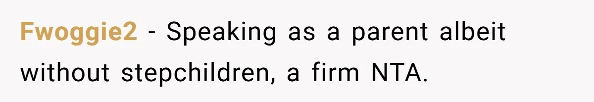 Fwoggie2 − Speaking as a parent albeit without stepchildren, a firm NTA.