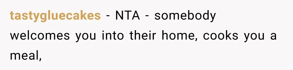 Mother-In-Law Snaps After Daughter-In-Law Mocks Her For “Doing Nothing All Day” tastygluecakes − NTA - somebody welcomes you into their home, cooks you a meal,