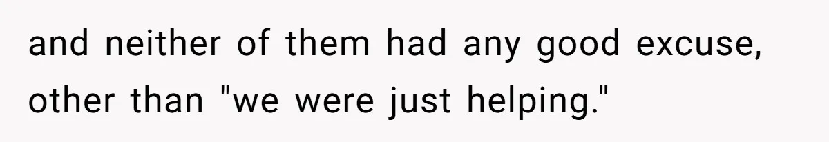 and neither of them had any good excuse, other than "we were just helping."