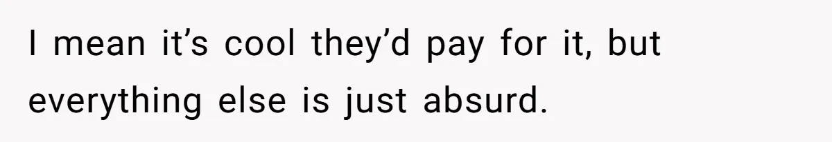 I mean it’s cool they’d pay for it, but everything else is just absurd.
