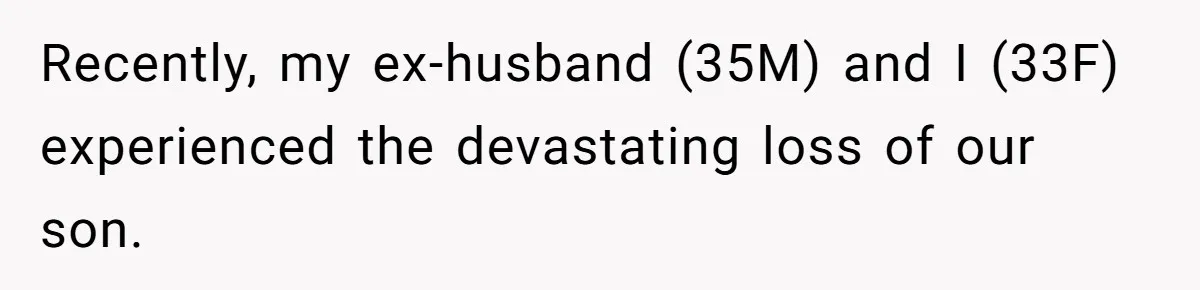 Recently, my ex-husband (35M) and I (33F) experienced the devastating loss of our son.