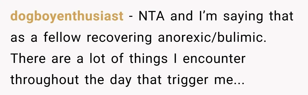 A Small Stationery Choice Leads to a Big Office Conflict Over Personal Boundaries dogboyenthusiast − NTA and I’m saying that as a fellow recovering anorexic/bulimic. There are a lot of things I encounter throughout the day that trigger me...