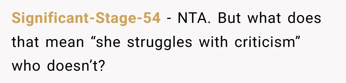 A Small Stationery Choice Leads to a Big Office Conflict Over Personal Boundaries Significant-Stage-54 − NTA. But what does that mean “she struggles with criticism” who doesn’t?