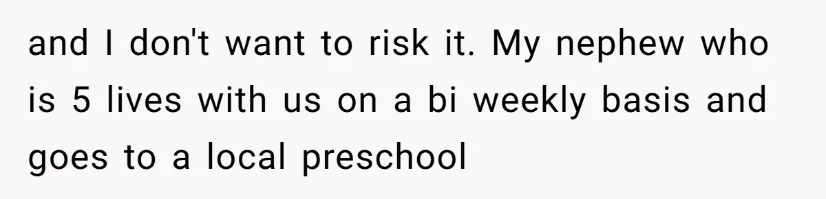 Should a Teenager Pay for Her Brother’s Childcare? This Dad Thinks So and I don't want to risk it. My nephew who is 5 lives with us on a bi weekly basis and goes to a local preschool