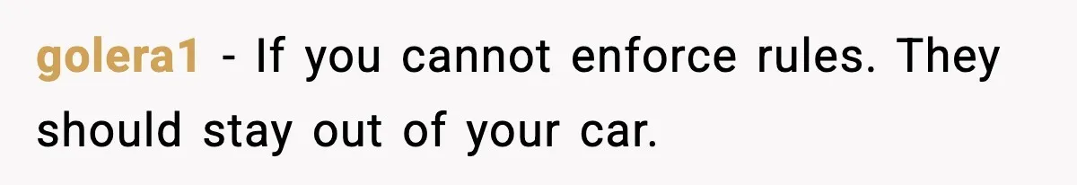 golera1 - If you cannot enforce rules. They should stay out of your car.