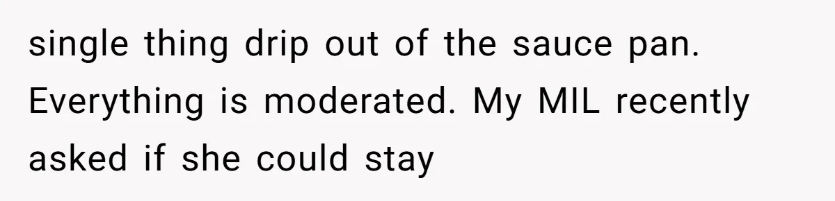 A “Middle-Class” Beach Girl Says No to a Month of Polo-Club Perfection single thing drip out of the sauce pan. Everything is moderated. My MIL recently asked if she could stay