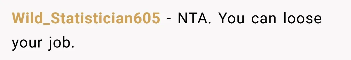 Wild_Statistician605 − NTA. You can loose your job.