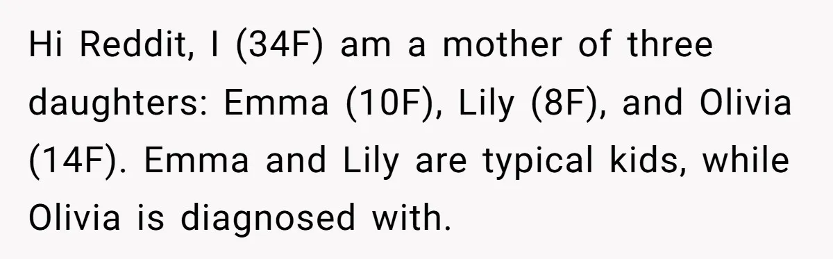 A Mother Asks If She Should Leave Her Autistic Daughter Home from a “Frozen” Sing-Along Hi Reddit, I (34F) am a mother of three daughters: Emma (10F), Lily (8F), and Olivia (14F). Emma and Lily are typical kids, while Olivia is diagnosed with.