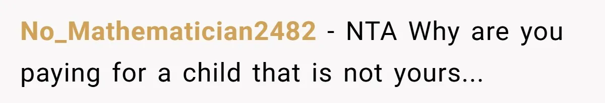 No_Mathematician2482 − NTA Why are you paying for a child that is not yours...