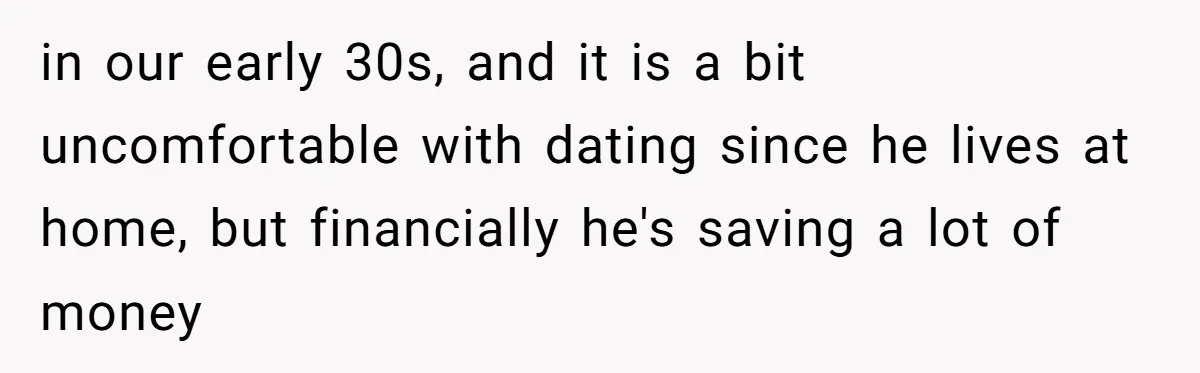 A Hard Lesson in Boundaries: When 30-Something Dating Meets Parent-Home Living in our early 30s, and it is a bit uncomfortable with dating since he lives at home, but financially he's saving a lot of money