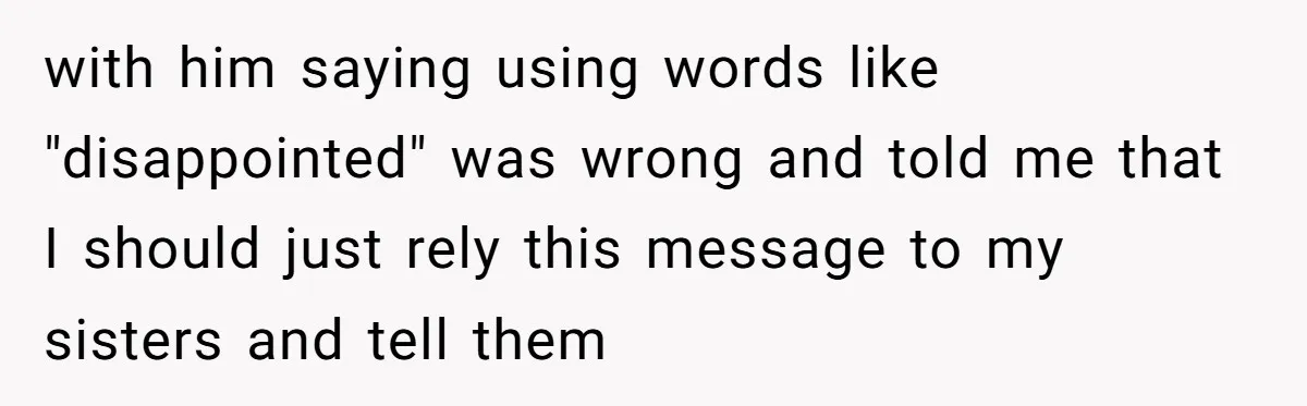 Mom Surprised After Stepson Asks for Babysitting Money Following a 5-Kid Emergency with him saying using words like "disappointed" was wrong and told me that I should just rely this message to my sisters and tell them