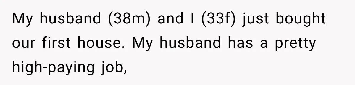 My husband (38m) and I (33f) just bought our first house. My husband has a pretty high-paying job,