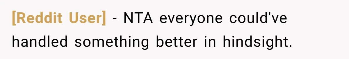 [Reddit User] − NTA everyone could've handled something better in hindsight.