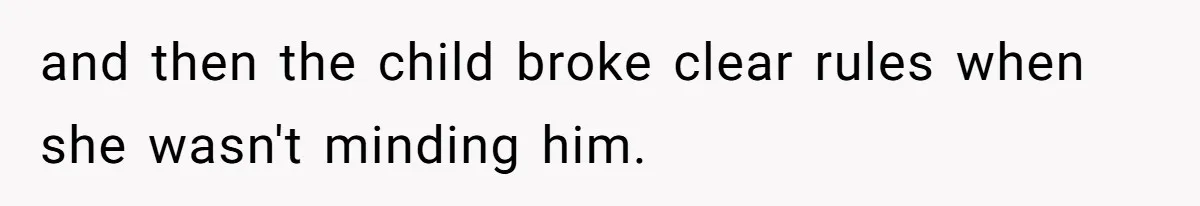 and then the child broke clear rules when she wasn't minding him.