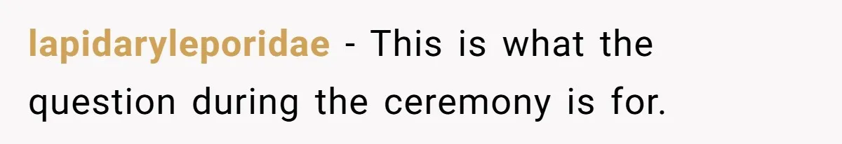 Wife Finds Out Ex Is Getting ‘Married’, While They’re Still Legally Hitched And Hilariously Unaware lapidaryleporidae − This is what the question during the ceremony is for.