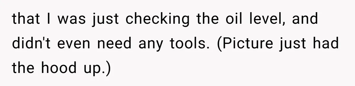 HOA Bans Repairing Cars In The Drive Way, Two Teens Find A Loophole To "Fight The Power" that I was just checking the oil level, and didn't even need any tools. (Picture just had the hood up.)