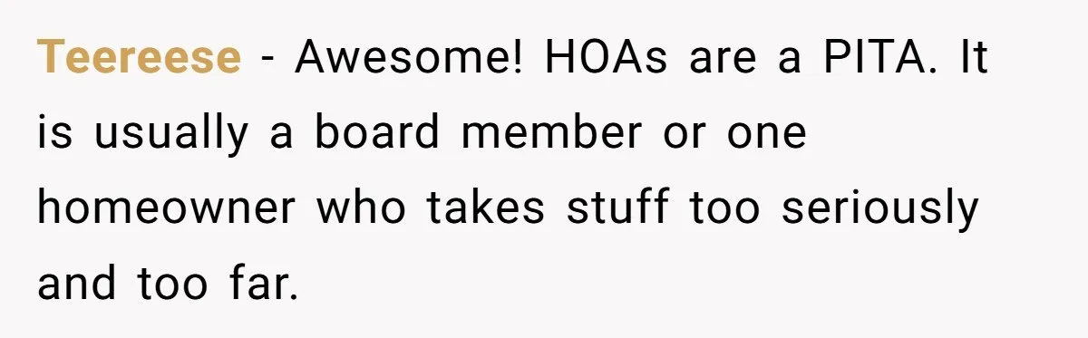 HOA Bans Repairing Cars In The Drive Way, Two Teens Find A Loophole To "Fight The Power" Teereese − Awesome! HOAs are a PITA. It is usually a board member or one homeowner who takes stuff too seriously and too far.